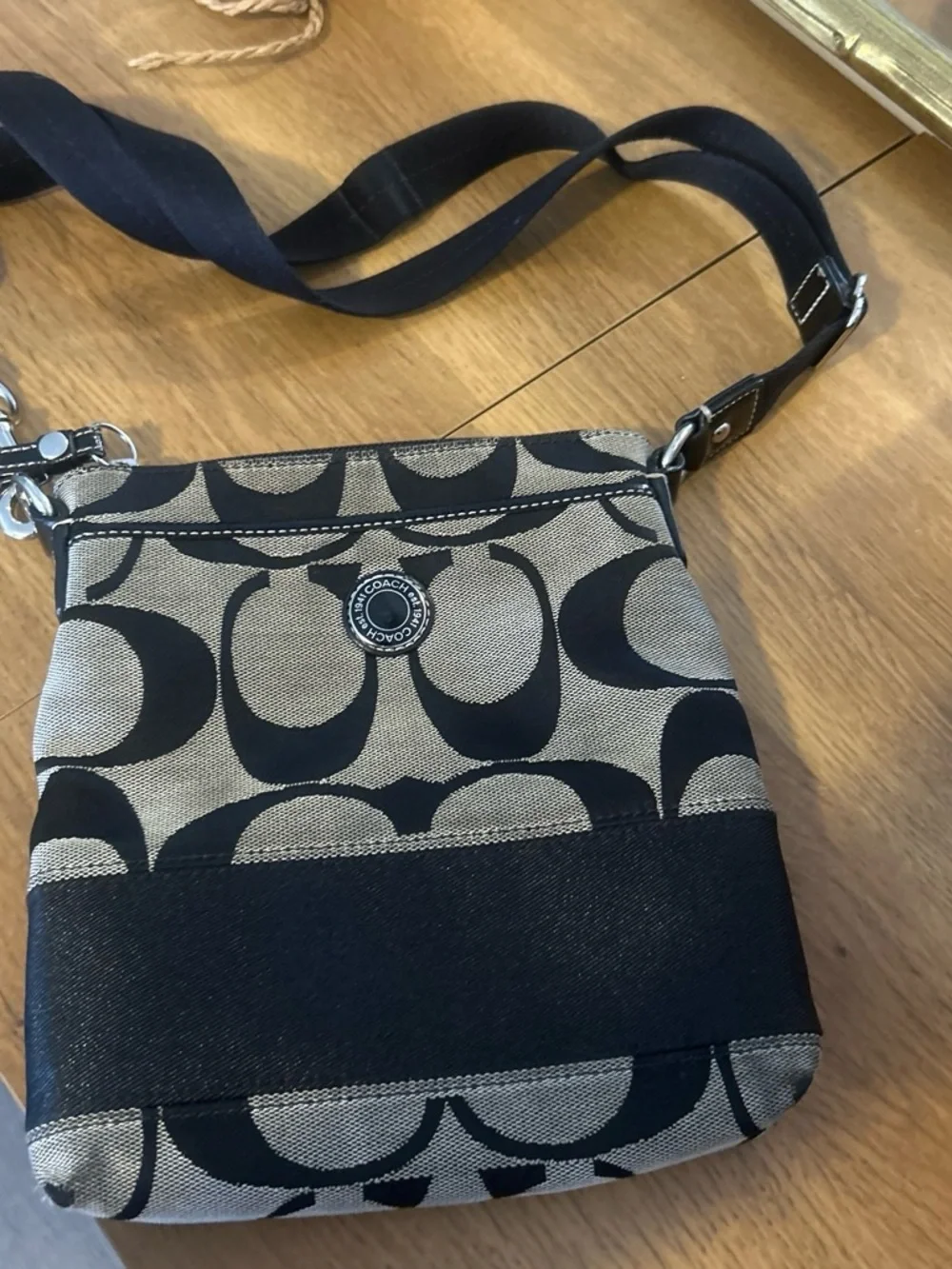 Coach Black & Tan Signature Crossbody Bag